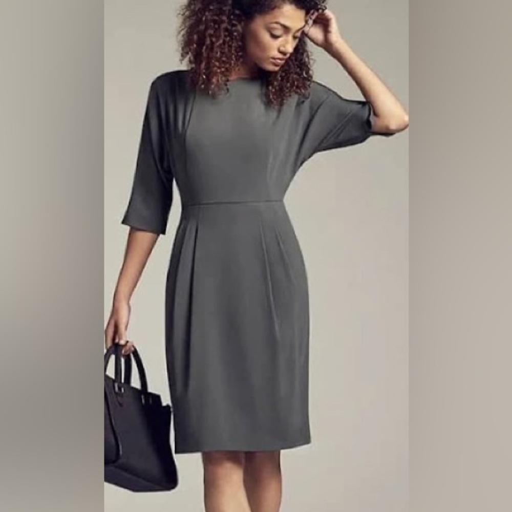 M.M. LaFleur Mei 2.0 Dress NWT Nipped Waist Crepe Fabric Size 6 Monsoon Gray